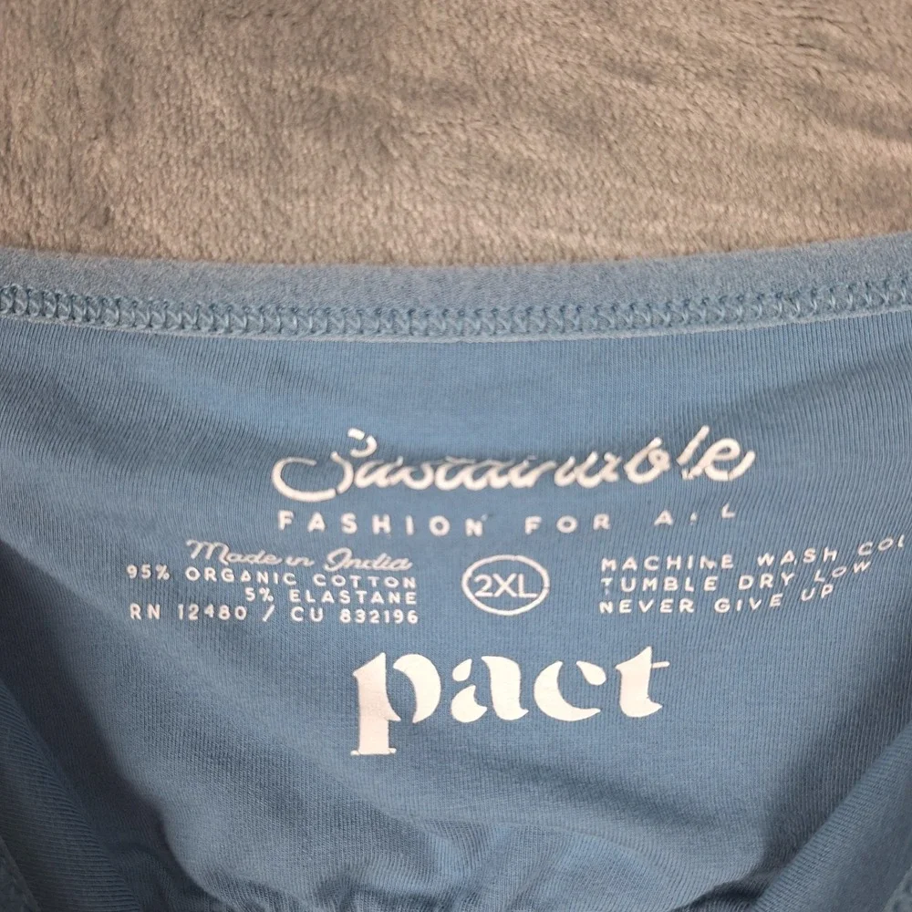 Pact Top 2XL Blue Cami Tank Organic Fitted Sustainable Shelf Bra Casual‎ Stretch - Picture 2 of 8